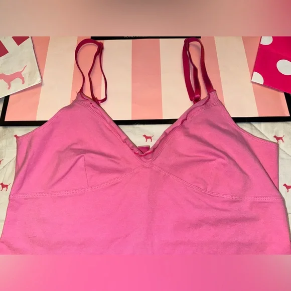 VS PINK VINTAGE Y2K 2005 TANK TOP CAMI CAMISOLE RUFFLE TRIM RARE HTF NWT LG - Picture 3 of 8